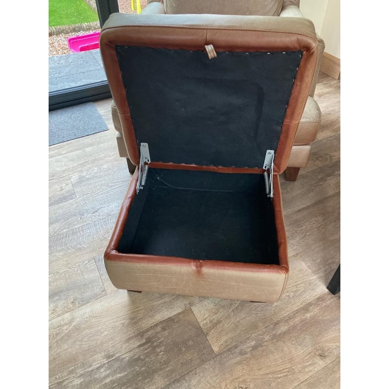 Leather chair and storage footstool 