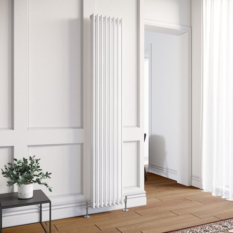 image for New Double White Traditional Vertical Radiator 1800 x 370mm RRP £280 Our Price £140