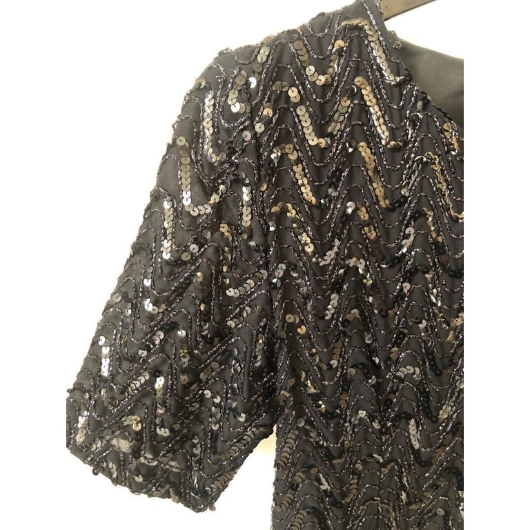 Expressions black sequin blouse size 10