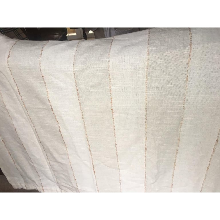 CURTAINS CREAM WITH BIEGE STRIPE 58 inches long 43 wide each curtain 