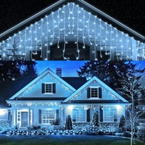 Outdoor Christmas Icicle Lights 240 LEDs 13.12ft, Cool White