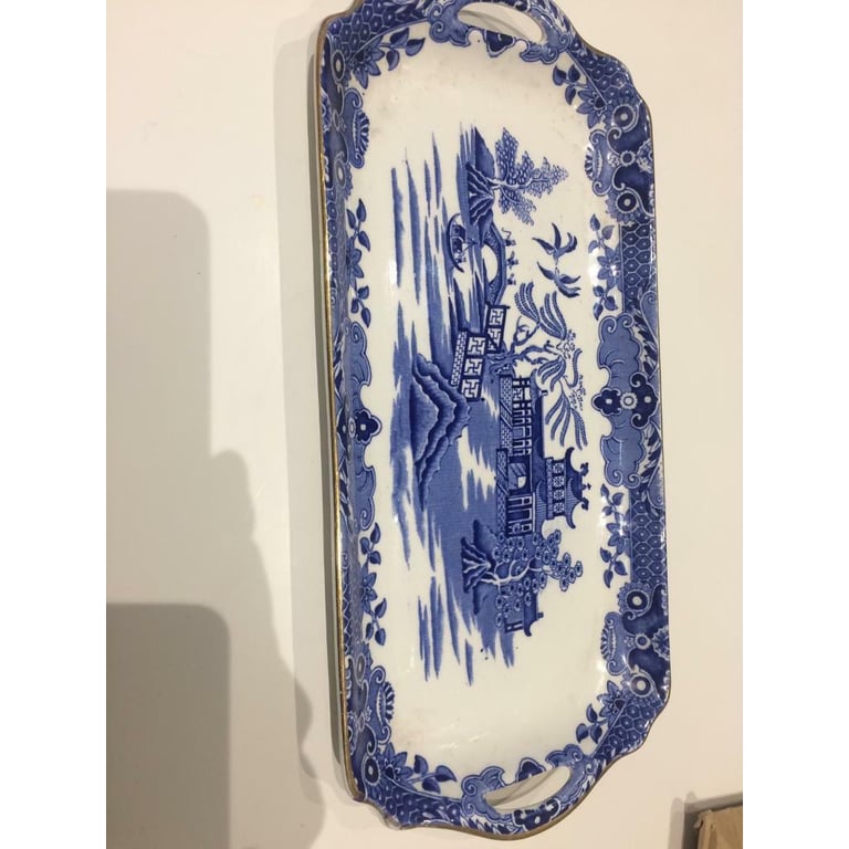 image for Vintage retro Burleigh Ware willow Burslem sandwich tray  