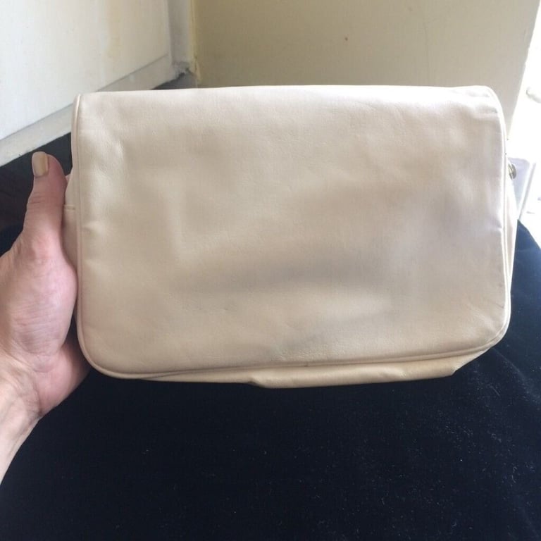 GIORGIO ARMANI white leather toiletries bag