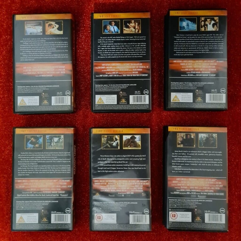 James Bond Movies x 6 on VHS Tape