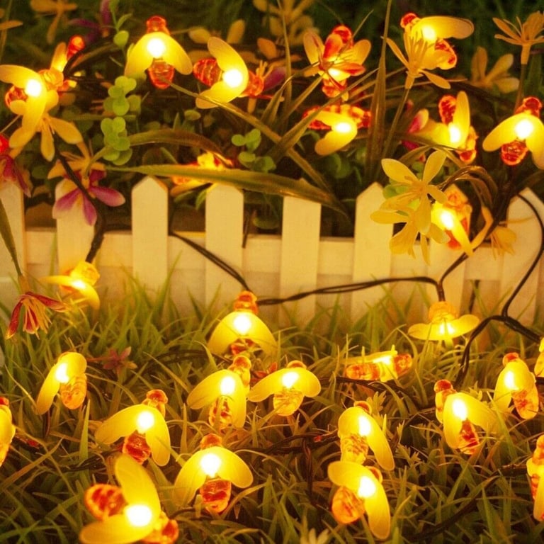 [2 Pack] Bee Solar Garden String Lights 30LED 5M/16.5Ft x2