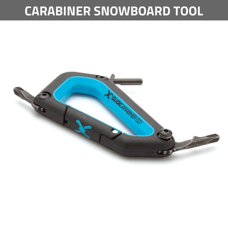 CLICK Snowboard Carabiner Mini-Tool (Black & Neon Blue Design) - Brand New!