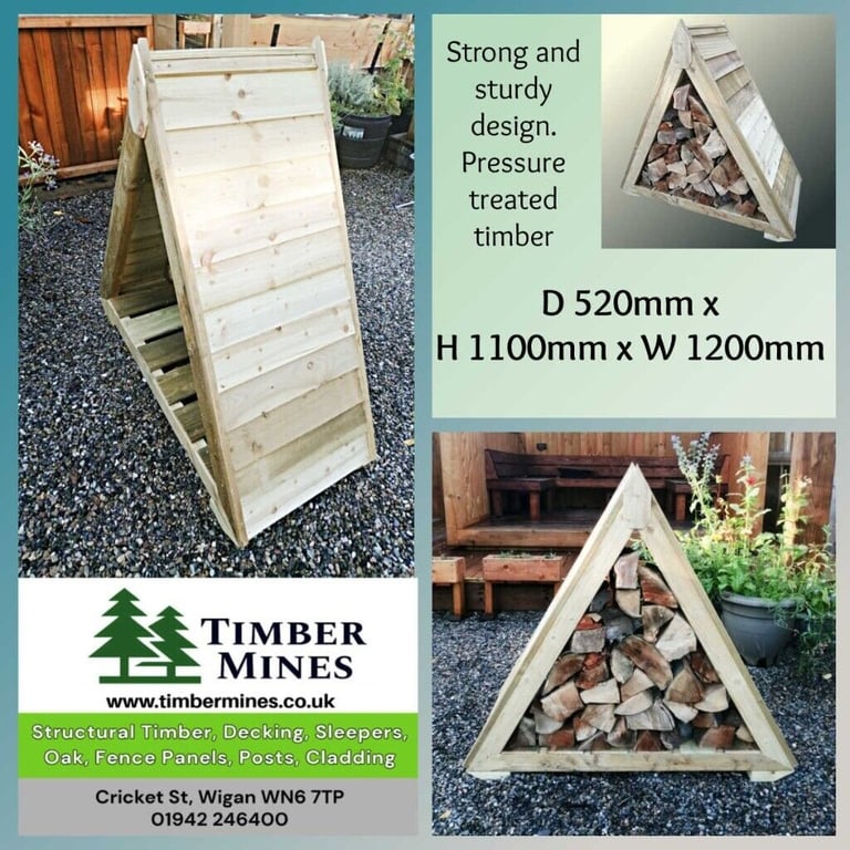 Handmade Triangular Wooden Log Store