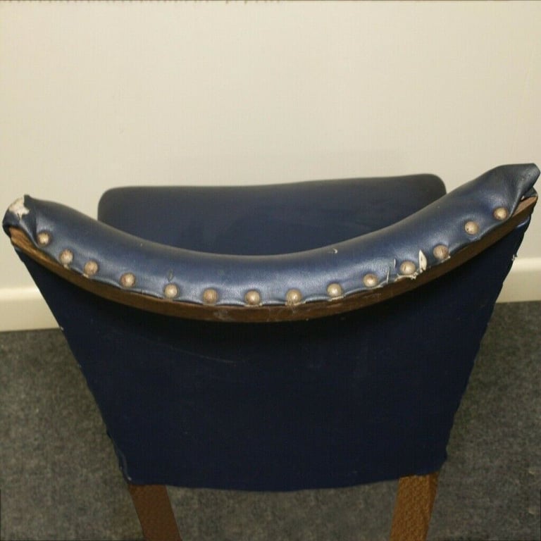 Chair Solid Oak Wood Frame Semi Bucket Back Stud Work Vintage 1960's