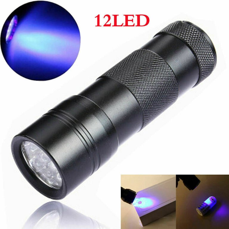 12 LED ULTRA VIOLET BLACKLIGHT UV TORCH ALUMINIUM BODY FLASHLIGHT LIGHT LAMP