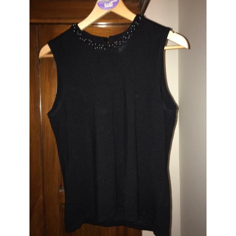 image for Marks and Spencer size 16  black sleeveless jumper beaded neck 