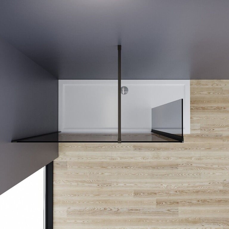 New Black 8mm Walk In Shower Screen 700mm + Flipper RRP £390 Our Price £215