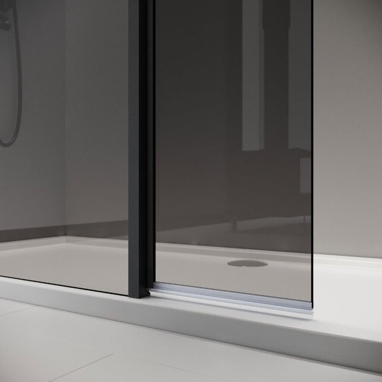 New Black 8mm Walk In Shower Screen 700mm + Flipper RRP £390 Our Price £215