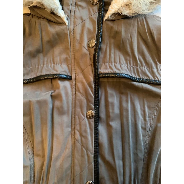 image for Primark Khaki Fur Hooded Coat Size 10