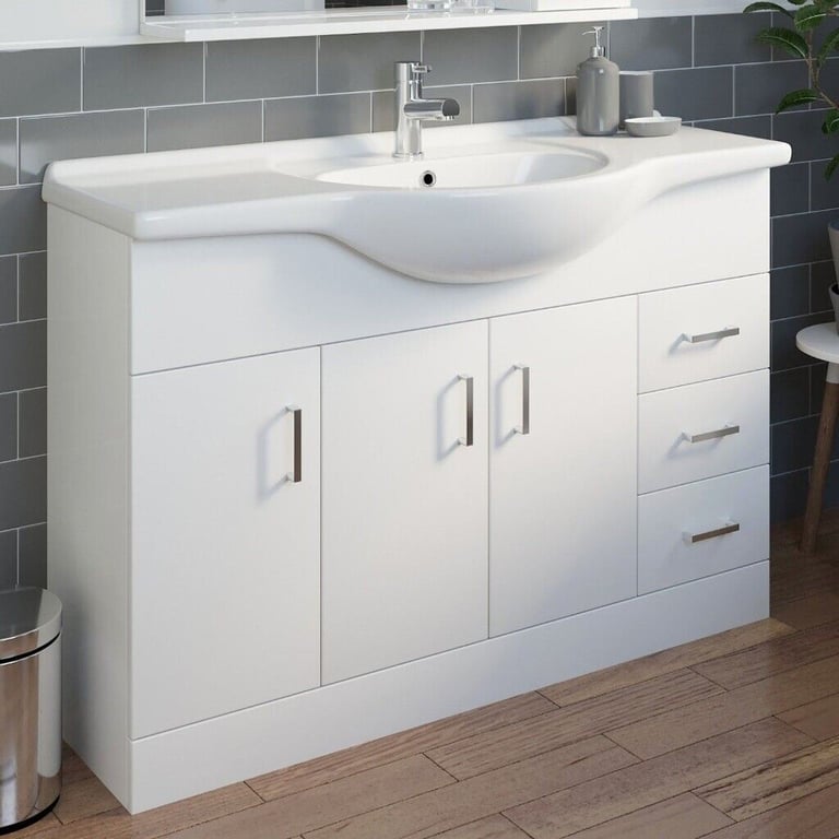 New Mars White Basin Vanity Unit 1200mm RRP £655 Our Price £360