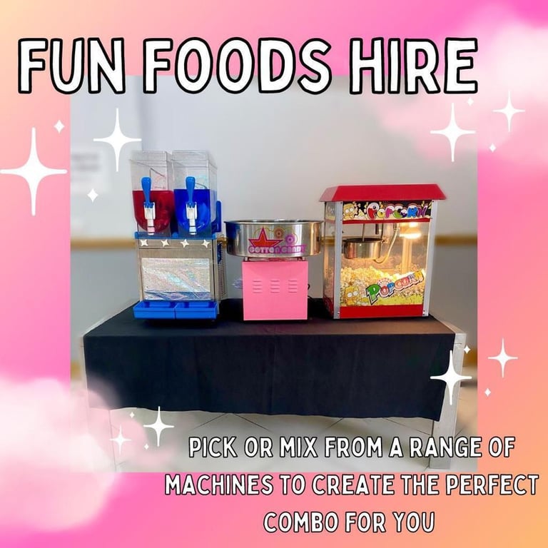 Bouncy castle Candy floss Popcorn Hire Soft play Slush machine 