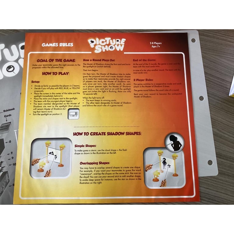 Picture Show Shadow Charades Family Fun game - new 