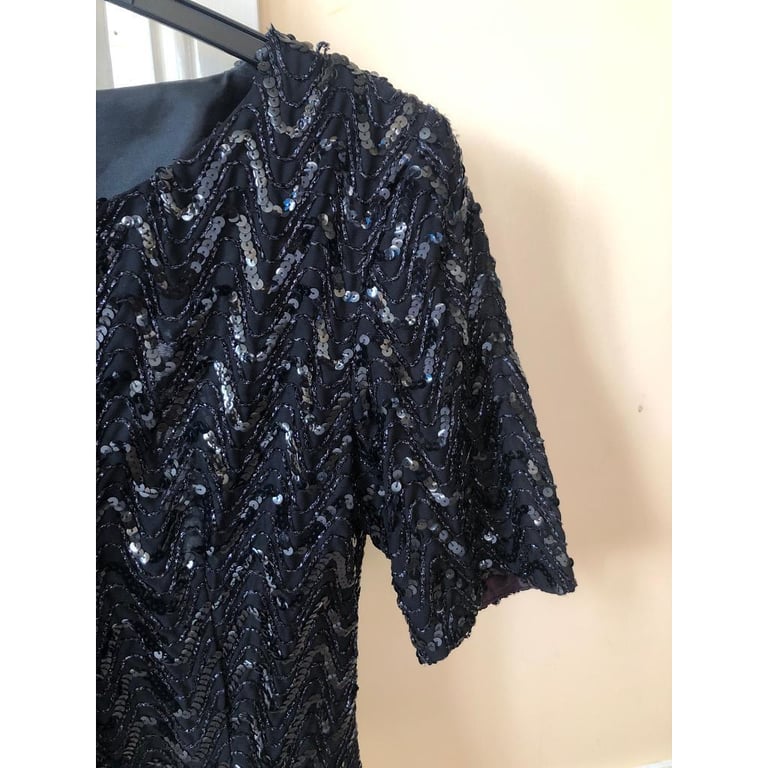 Expressions black sequin blouse size 10