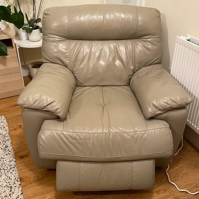 Real leather electric recliner armchair 