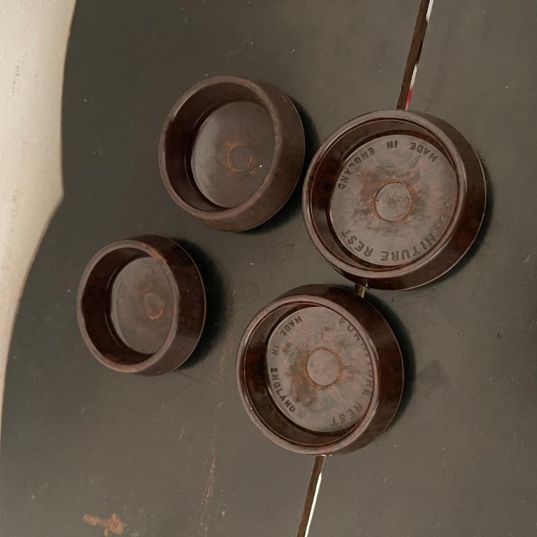 image for feet glides Vintage Brown Castor Cups Coasters Glides made in england