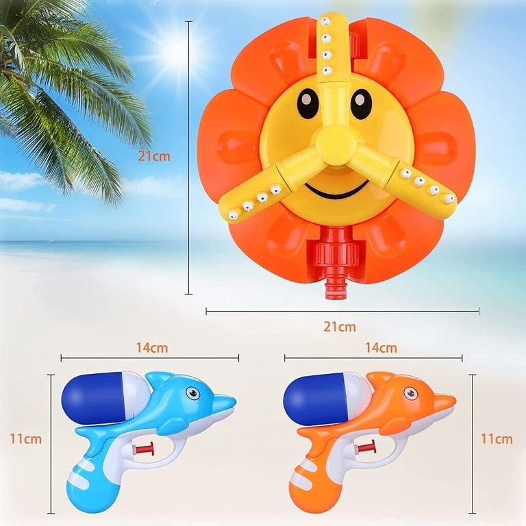 Sunflower Rotating Sprinkler Water & 2 Toys Water Squirters for Kids