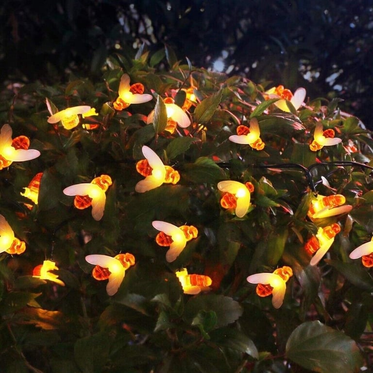 [2 Pack] Bee Solar Garden String Lights 30LED 5M/16.5Ft x2