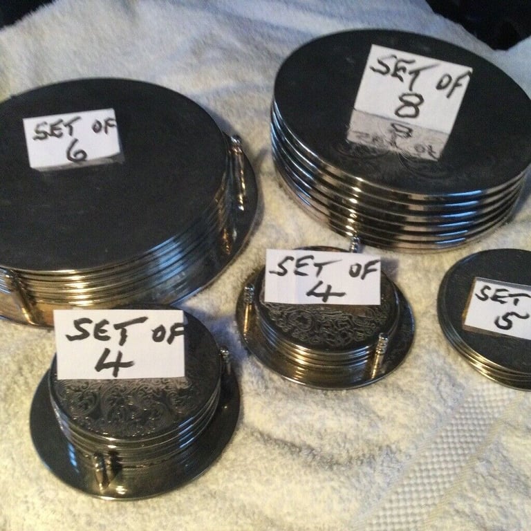 Silver Coaster Sets : Tableware - in Quantity !  27 in Total….