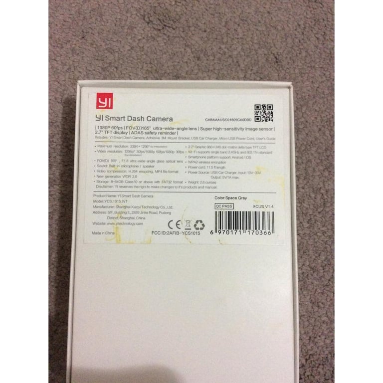 Xiaomi Xiaoyi YI-89006 Smart Car Dash Camera new in box