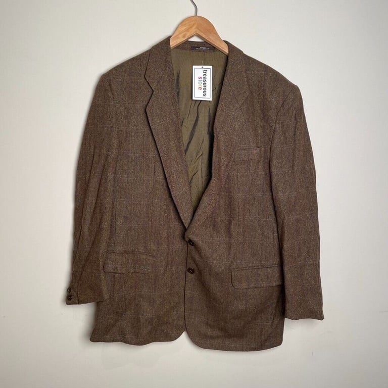 Vintage Goddards Harris Tweed Men's Cashmere & Wool Blazer Jacket Size 46-48