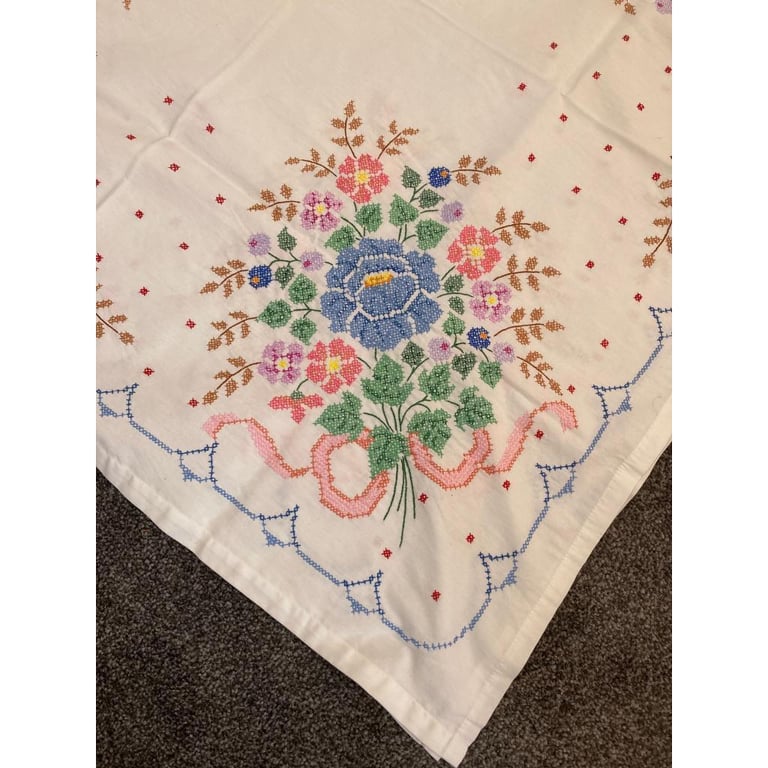image for 39 inch square embroidered tablecloth 