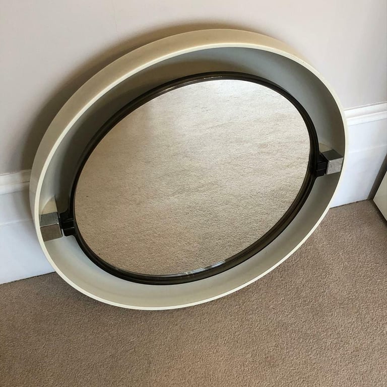 image for Vintage Retro 1970s Round Bathroom Mirror - Tilts & Lights Up