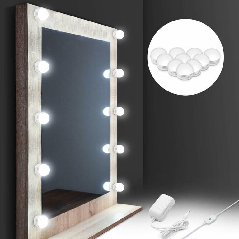 image for 10 HOLLYWOOD STYLE LED MIRROR LIGHTS AULEDIO DIMMABLE MAKE UP VANITY SET UK PLUG