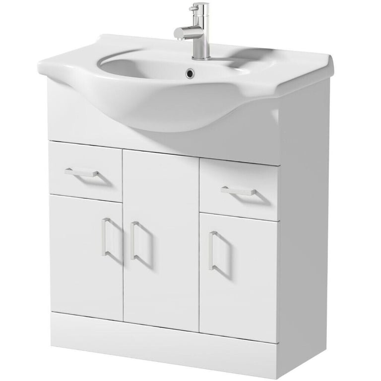 image for New Mars White Basin Vanity Unit 750mm RRP £380 Our Price £210