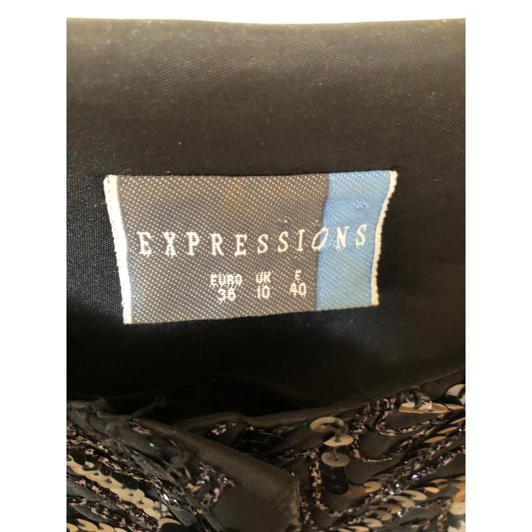 Expressions black sequin blouse size 10