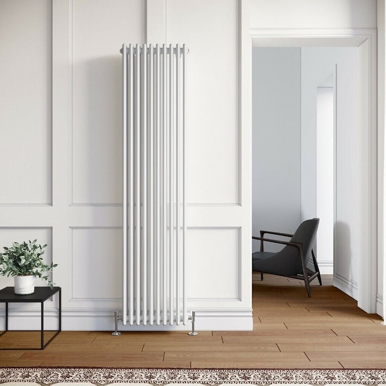 image for New Double White Traditional Vertical Radiator 1800 x 470mm RRP £390 Our Price £215