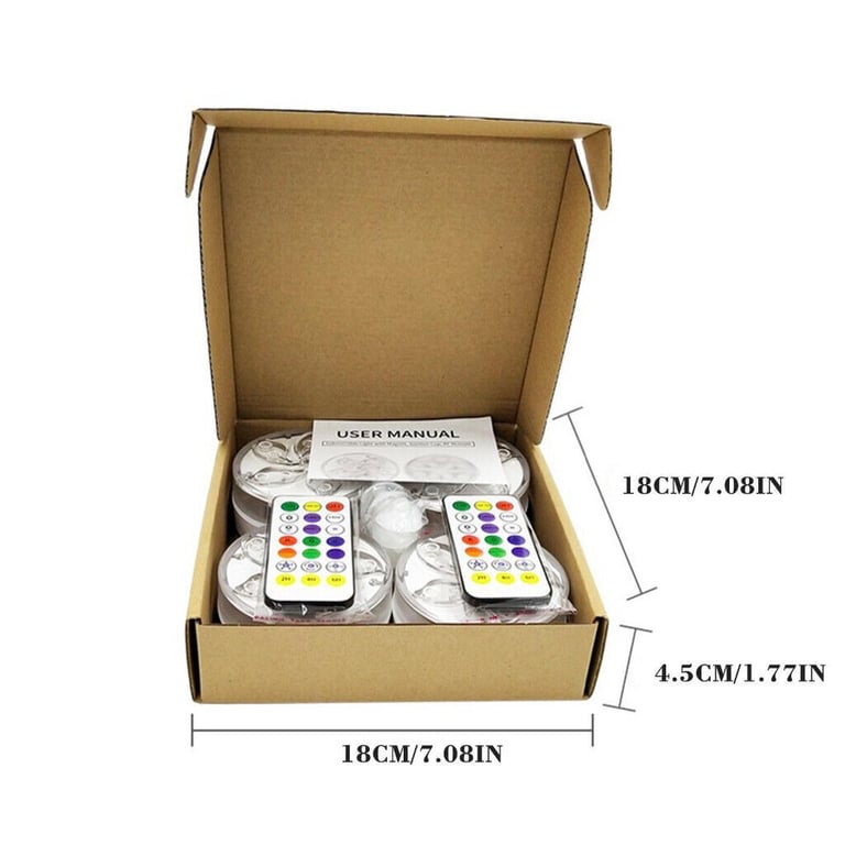 4 PACK SUBMERSIBLE LED POOL LIGHTS WITH 2 WIRELESS REMOTEs SUCTION CUPS MAGNETS.