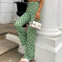 I Saw It First Green Tile Print Slinky Flares