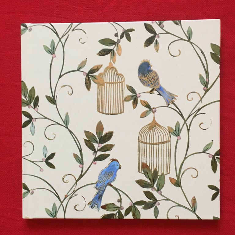 Unused contacts (address, phone no. etc.) book - bird & plant design, gold highlights