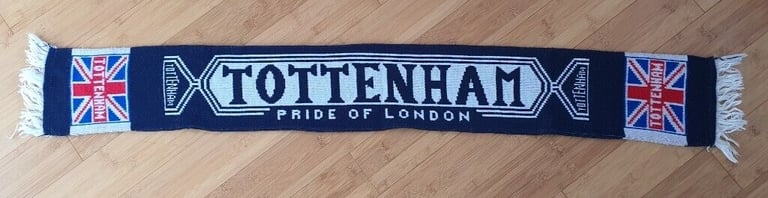 image for Tottenham Double Knitted Scarf -Navy & White -Fc Official Scarf Football Up Club