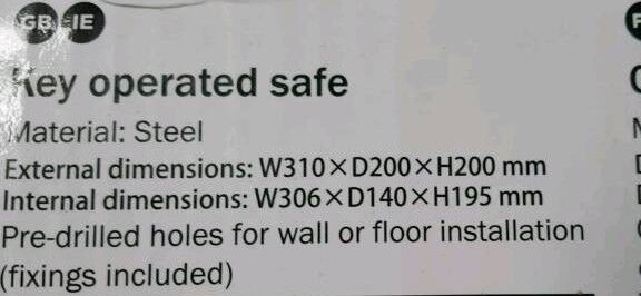 Diall 3 keys metal safe
