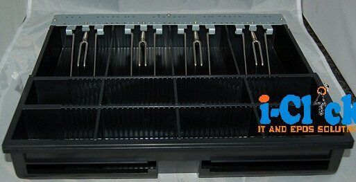 Used Heavy Duty Black Normal & Flip Top Cash Drawer 24v RJ11 / RJ12 With Insert