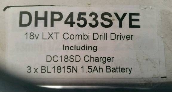 Makita 18-volt Combi Drill 1.5 Ah 3 lithium ion brand new batteries