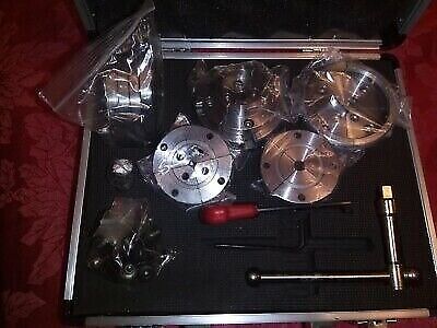image for 4 Jaw 70mm Geared Scroll Wood Lathe Chuck Complete Boxed Set