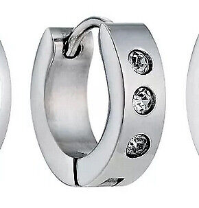 image for high street mens women's boy's huggie earing stainless steel crystal 