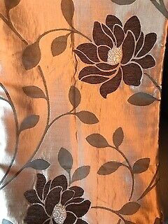 image for Brown floral pattern lined curtains 66 x 54 in excellent condition