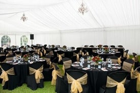 Wedding Head Table Decor London Reception Starlight Backdrop Hire £199 Black Chair Cover Hire 79p @@
