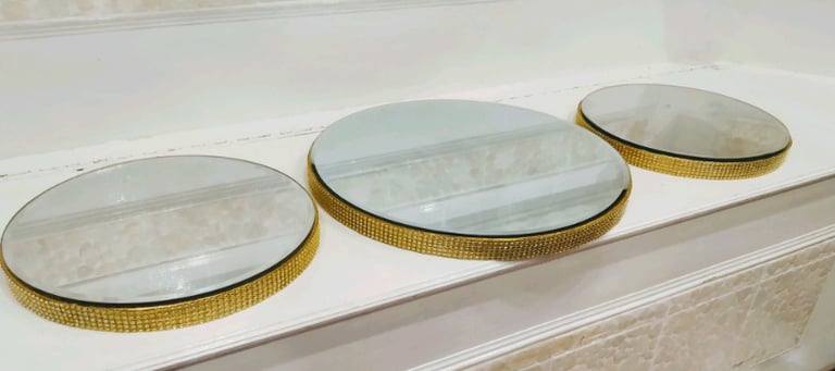 12"/30cm Gold Round Diamonte Cake Base Display Stunning Newly Mad