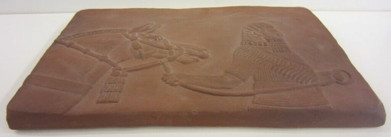 Assyrian Inspired 'Man with Horse' / One-Off Pottery Tile