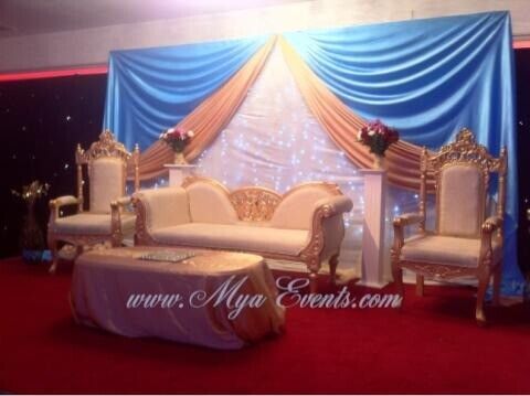 Wedding Stage Decoration Hire £299 Mehendhi Decor Mendhi Sofa Hire Black Chair Cover Rental Backdrop