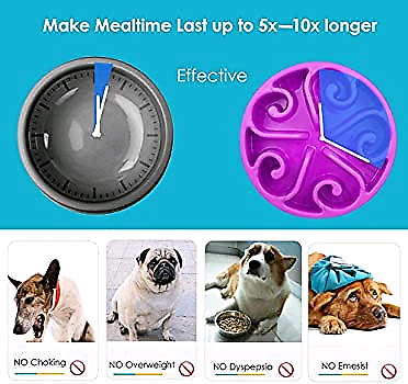 Zellar Dog Cat Bowl Slow Feeder Bowls- Slow Feed+Interactive+Bloat Sto