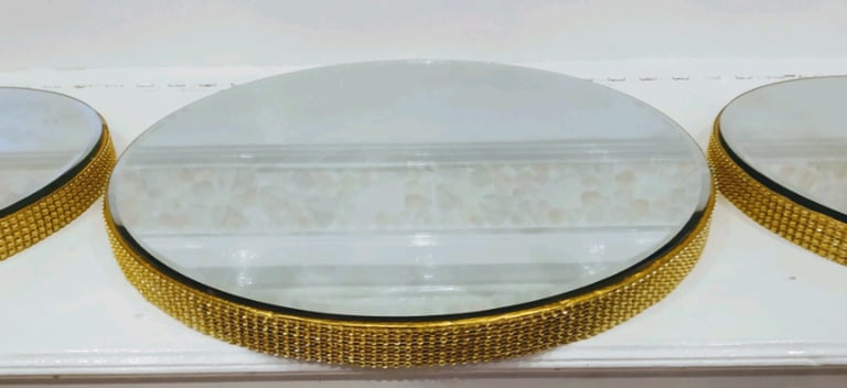 12"/30cm Gold Round Diamonte Cake Base Display Stunning Newly Mad